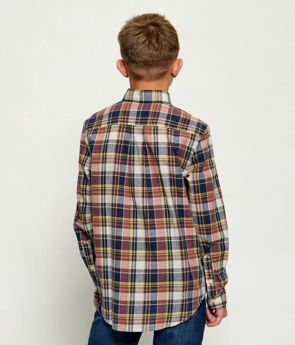 Детская рубашка с длинным рукавом Madras Polo Ralph Lauren, мультиколор — фото 3