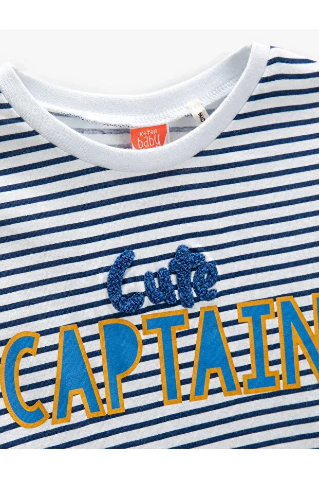Детская футболка с коротким рукавом с принтом Koton, Blue Striped — фото 3