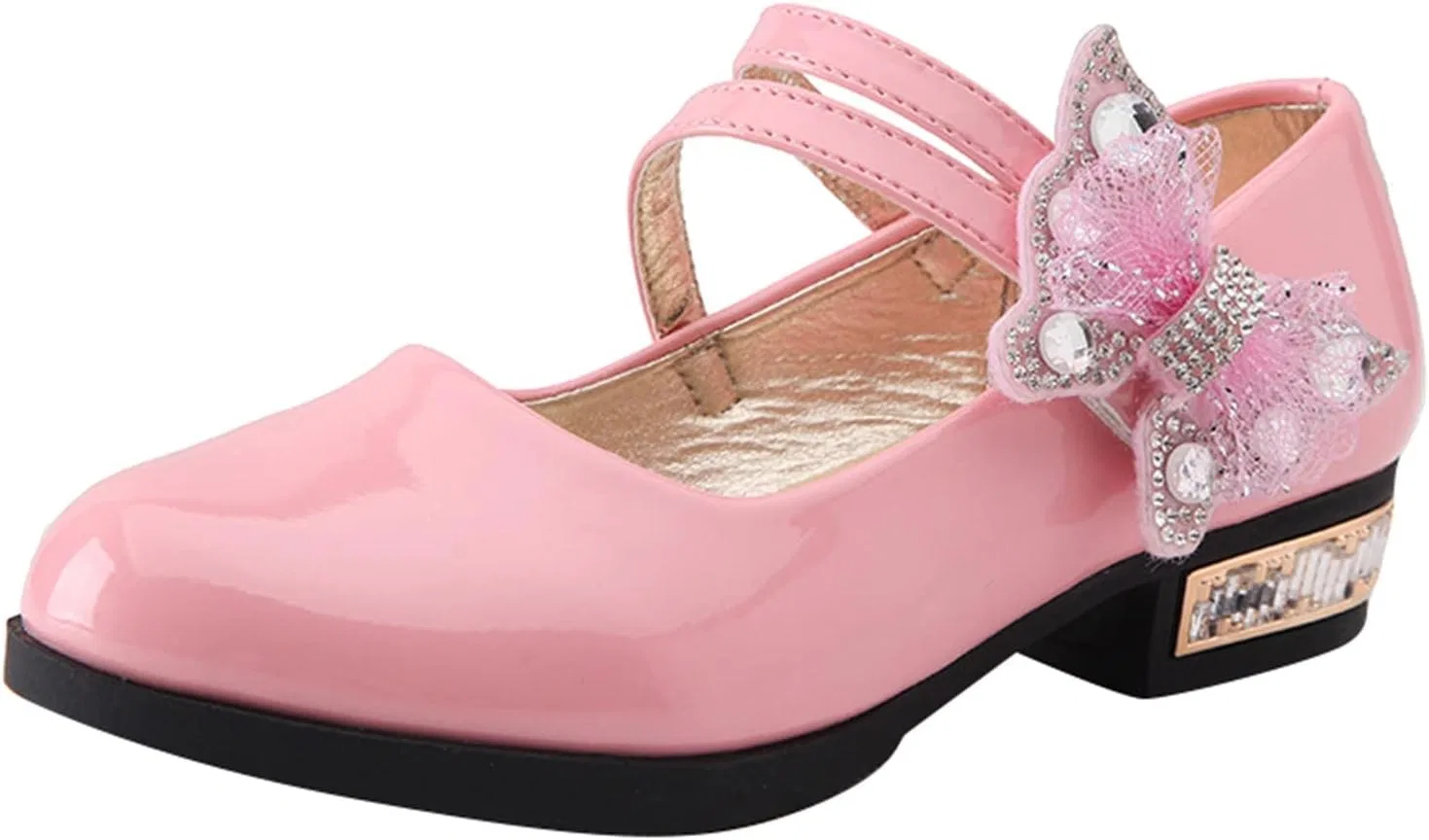 Детские босоножки для девочек с бантом на ремешке Butterfly Chunky Low Heel, Pink