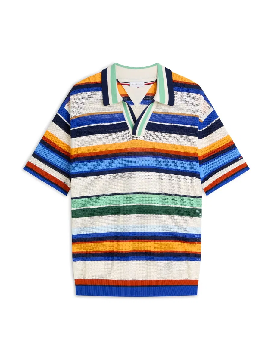 Свитер TOMMY HILFIGER 'Relaxed Fit Multicolour Stripe' в синем и темно-синем цветах