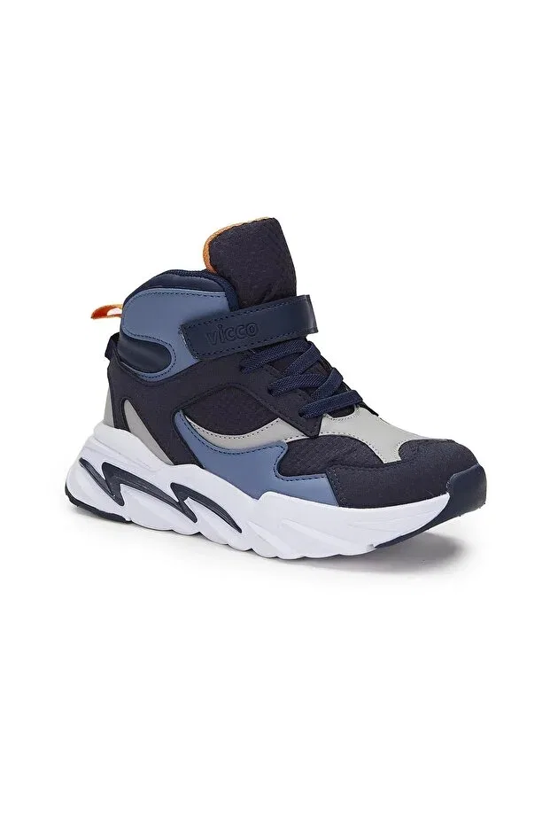 Детские спортивные ботинки для девочек на липучке Vicco, Navy Blue — фото 4