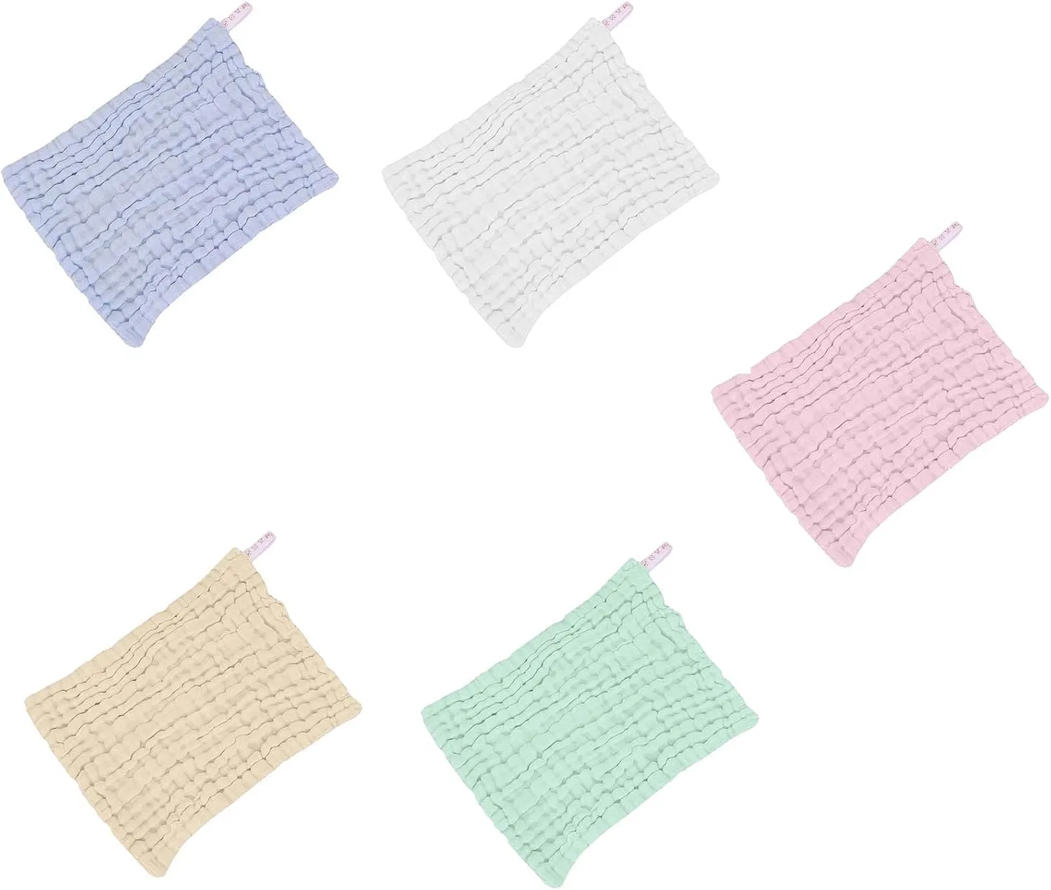 Муссиновые хлопковые мочалки для лица, 5 шт, 12x12 см, Pink Generic