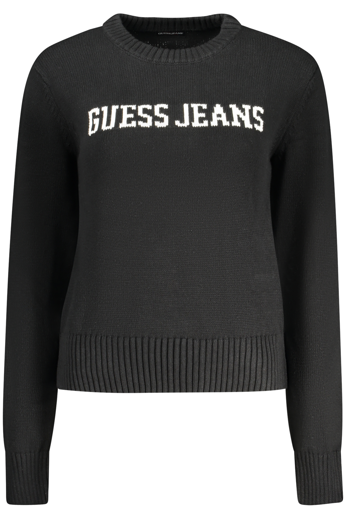 

Женский свитер Guess Jeans с вязаным логотипом и круглым воротом, черный
