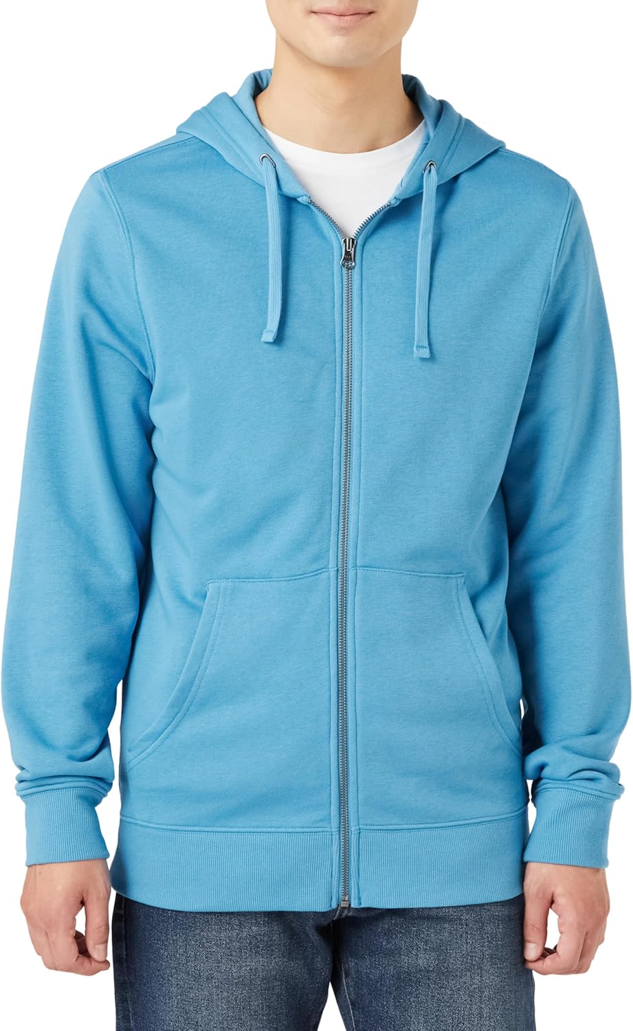 

Мужская толстовка с длинным рукавом на молнии из французского махрового трикотажа Amazon Essentials, синий/бирюзовый