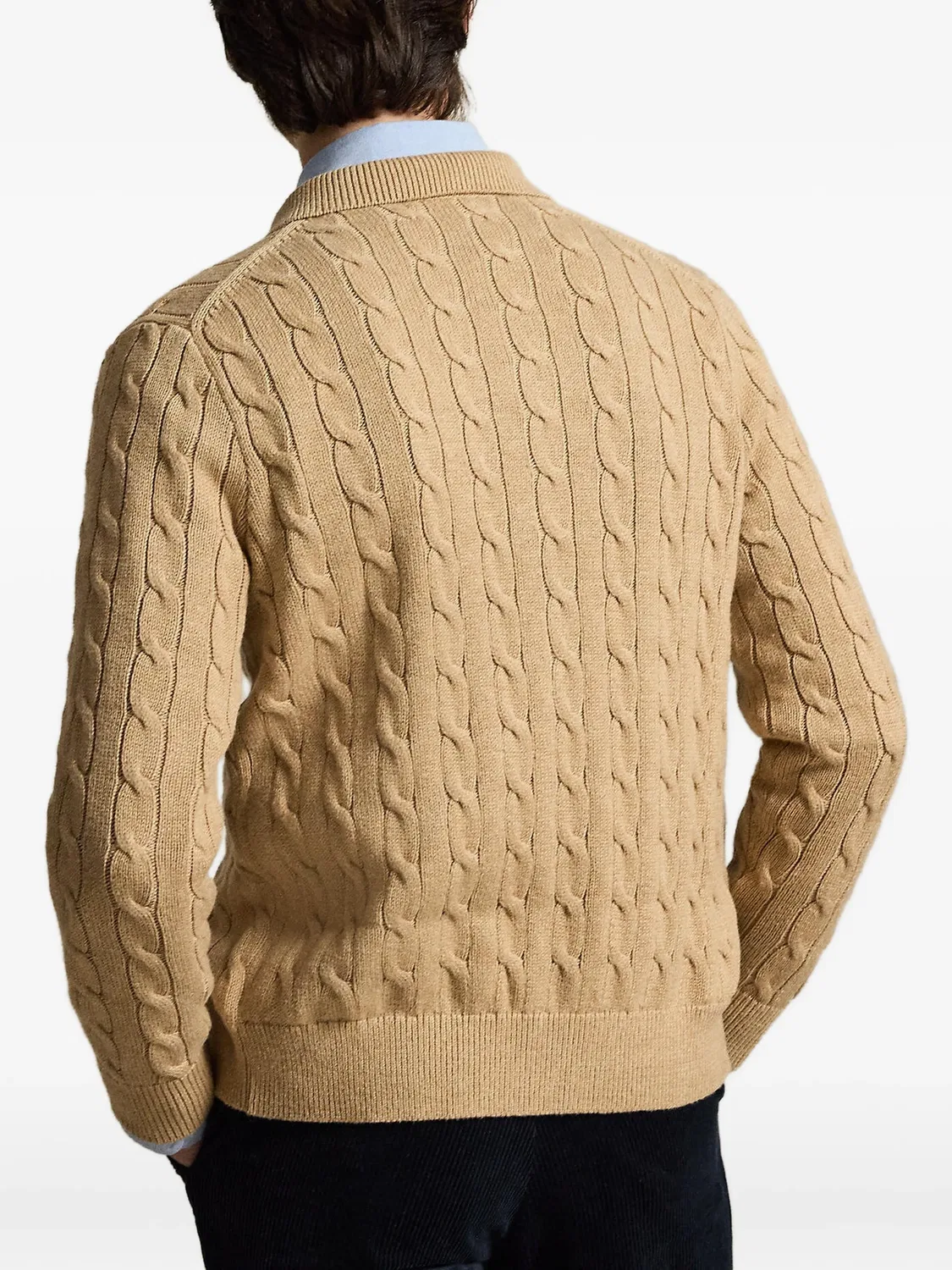 Кардиган фактурной вязки Polo Ralph Lauren, нейтральные цвета — фото 3