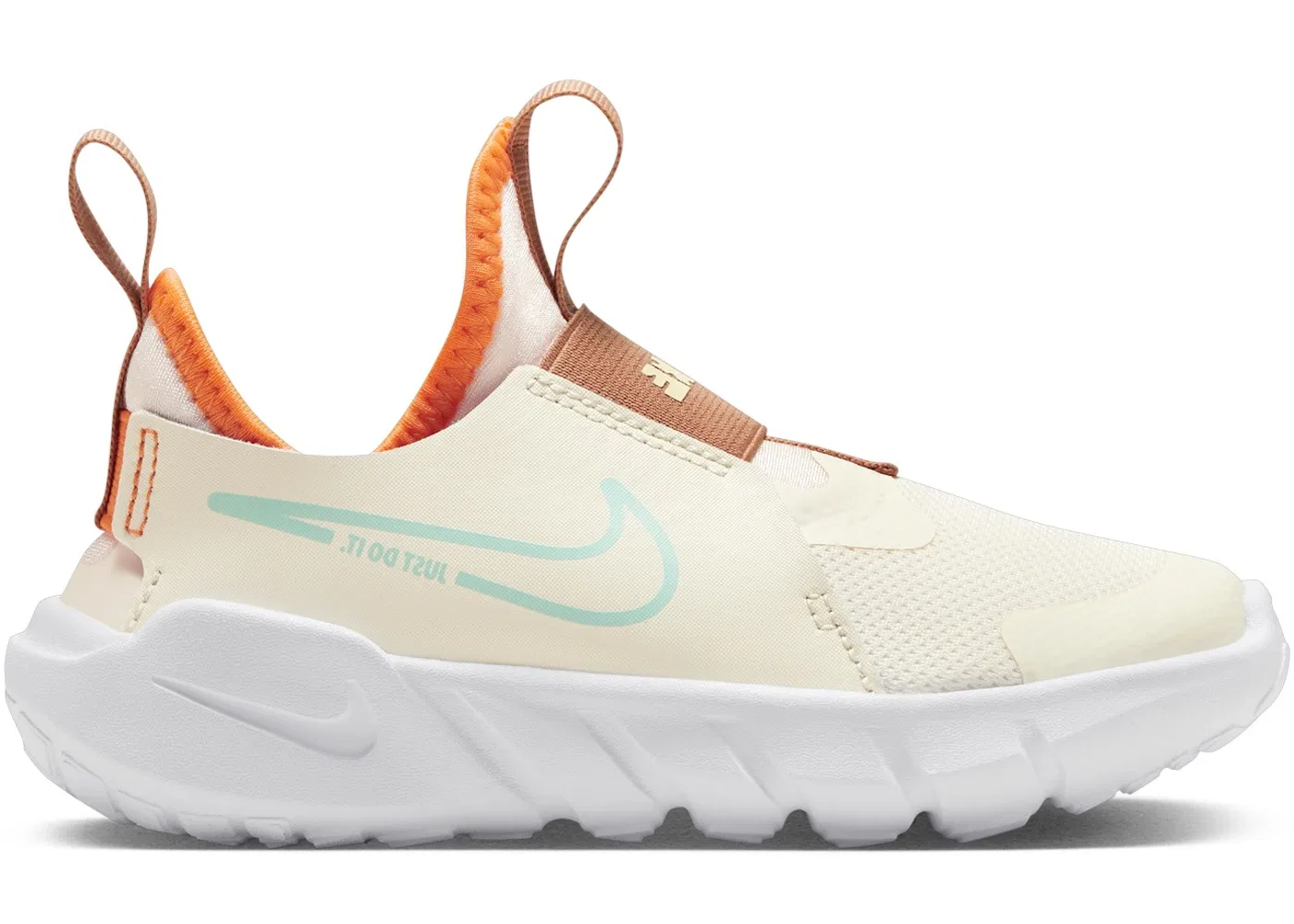 Детские кроссовки без шнурков Nike Flex Runner 2 Nike, Light Ivory White Amber Brown Bright Orange