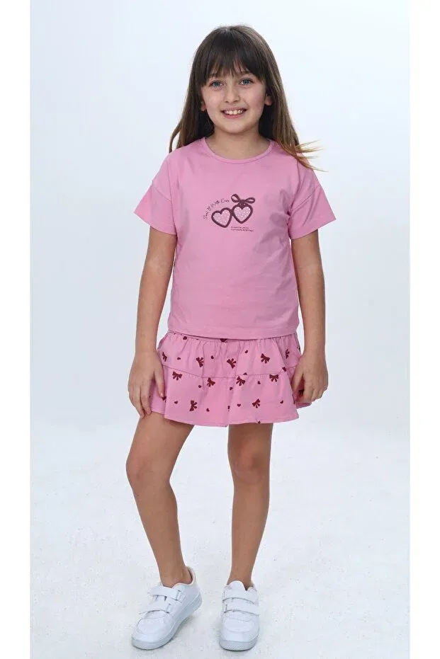 Детский комплект для девочек с принтом Garni Printed Toontoy, Dried Rose