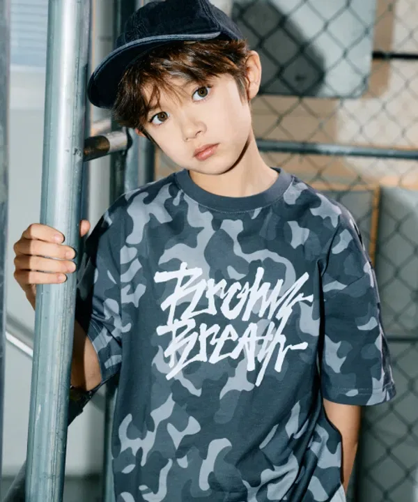 Футболка с камуфляжным принтом, Kids camo tag tee, Brownbreath Kids, черный