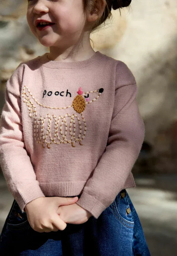 Джемпер с вышивкой животных Regular fit Next, Pink Pooch Embroidered, розовый — фото 4