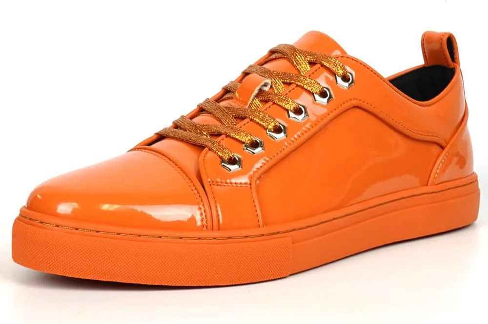 

FI-2415-2 Patent Leather Cap tor Lace up Sneaker Fiesso by Aurelio Garcia, оранжевый