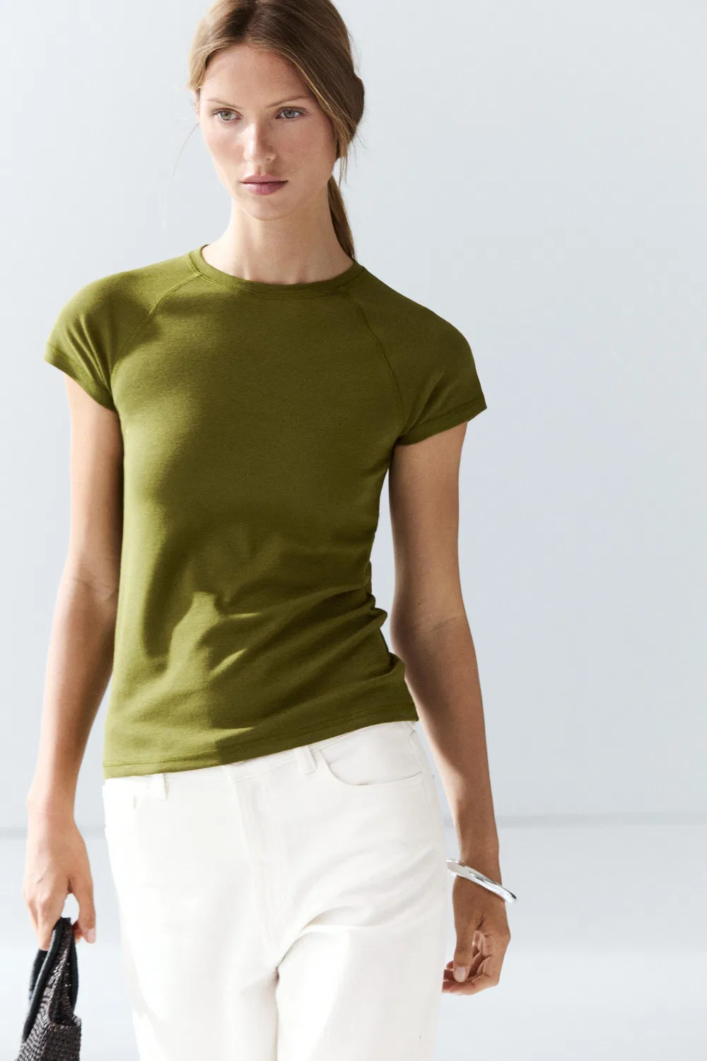 Футболка Massimo Dutt Short Sleeve Raglan, хаки