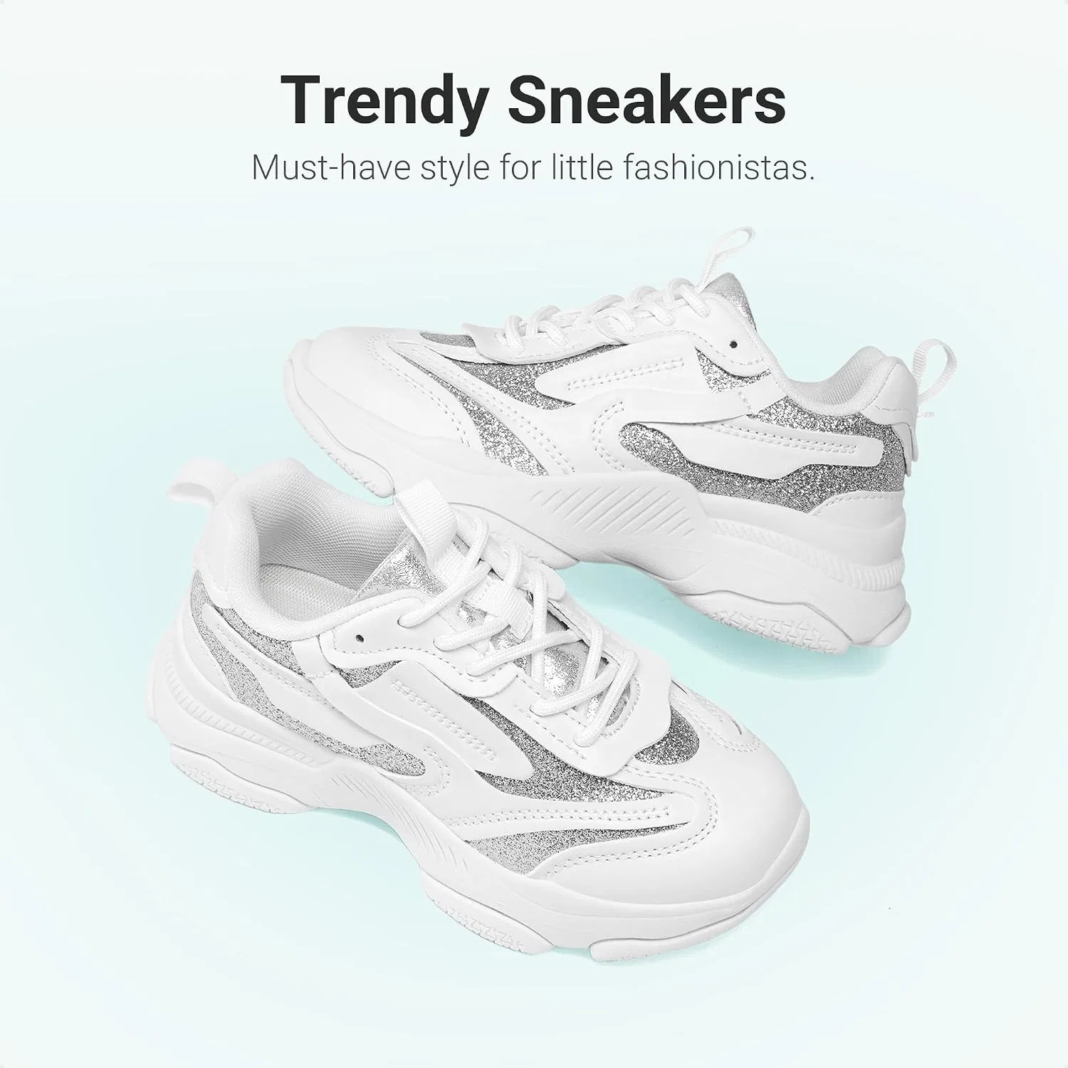 Детские кроссовки для девочек с прозрачной подошвой DREAM PAIRS, White — фото 4