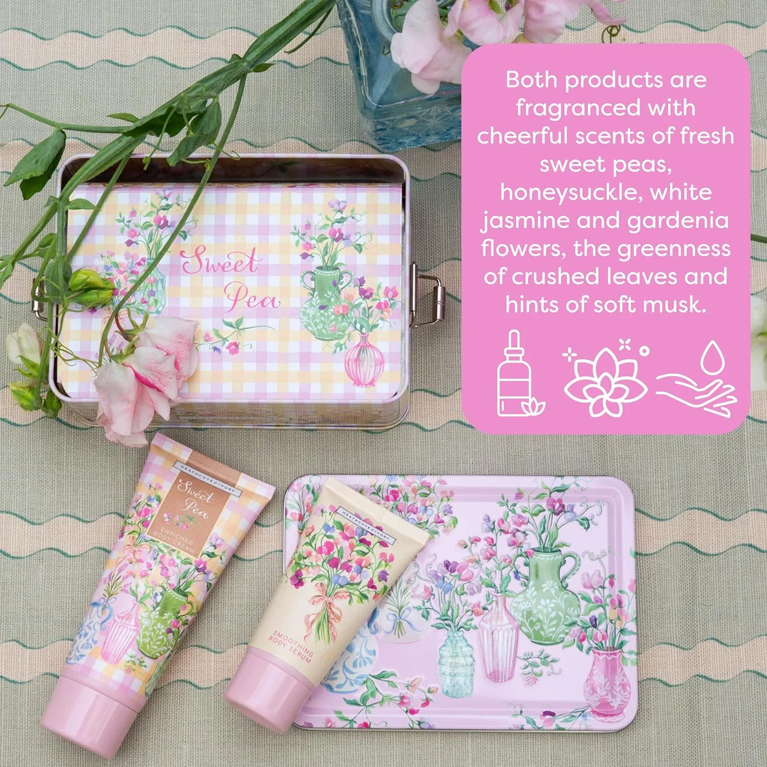 Набор для ухода за кожей Sweet Pea, Heathcote & Ivory, крем 100 мл и сыворотка 50 мл — фото 2