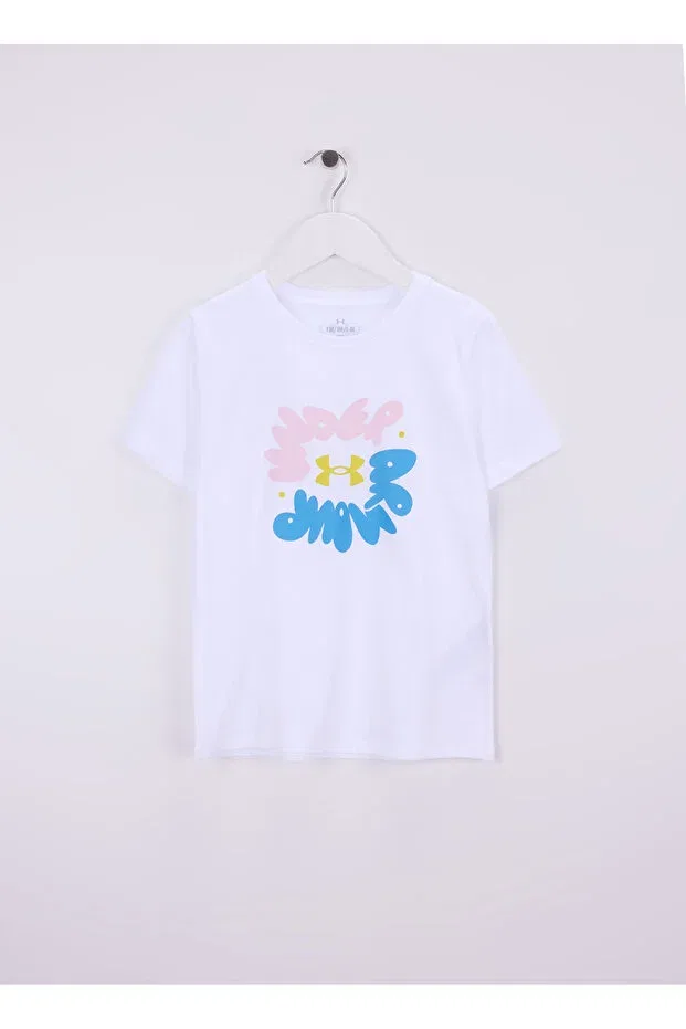Детская футболка для девочек с принтом Bubble Wordmark Under Armour, White