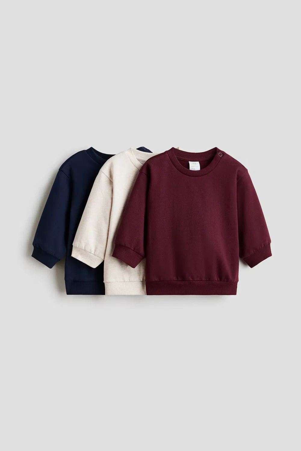 3 хлопковые толстовки H&M, Marineblau/Dunkelrot/Hellbeige