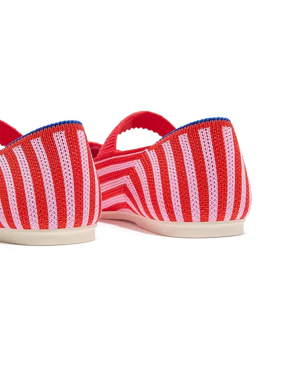 Детские балетки для девочек с принтом The Kids Mary Janes Rothy's, Cherry Stripe — фото 4