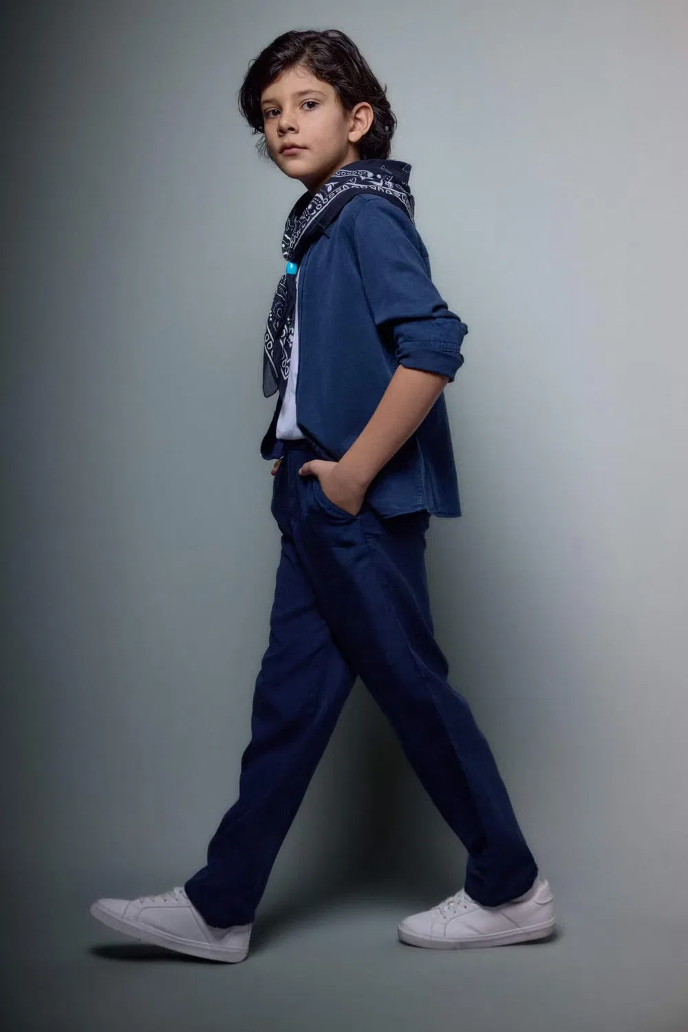 Брюки прямые свободные Boys flowy straight leg Defacto, темно-синий — фото 2
