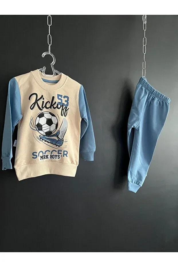 Детский комплект из свитшота и брюк с принтом Zelhankids, Blue — фото 3
