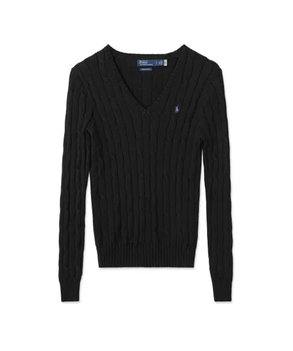 Свитер V-образным вырезом, W, Polo Ralph Lauren, черный