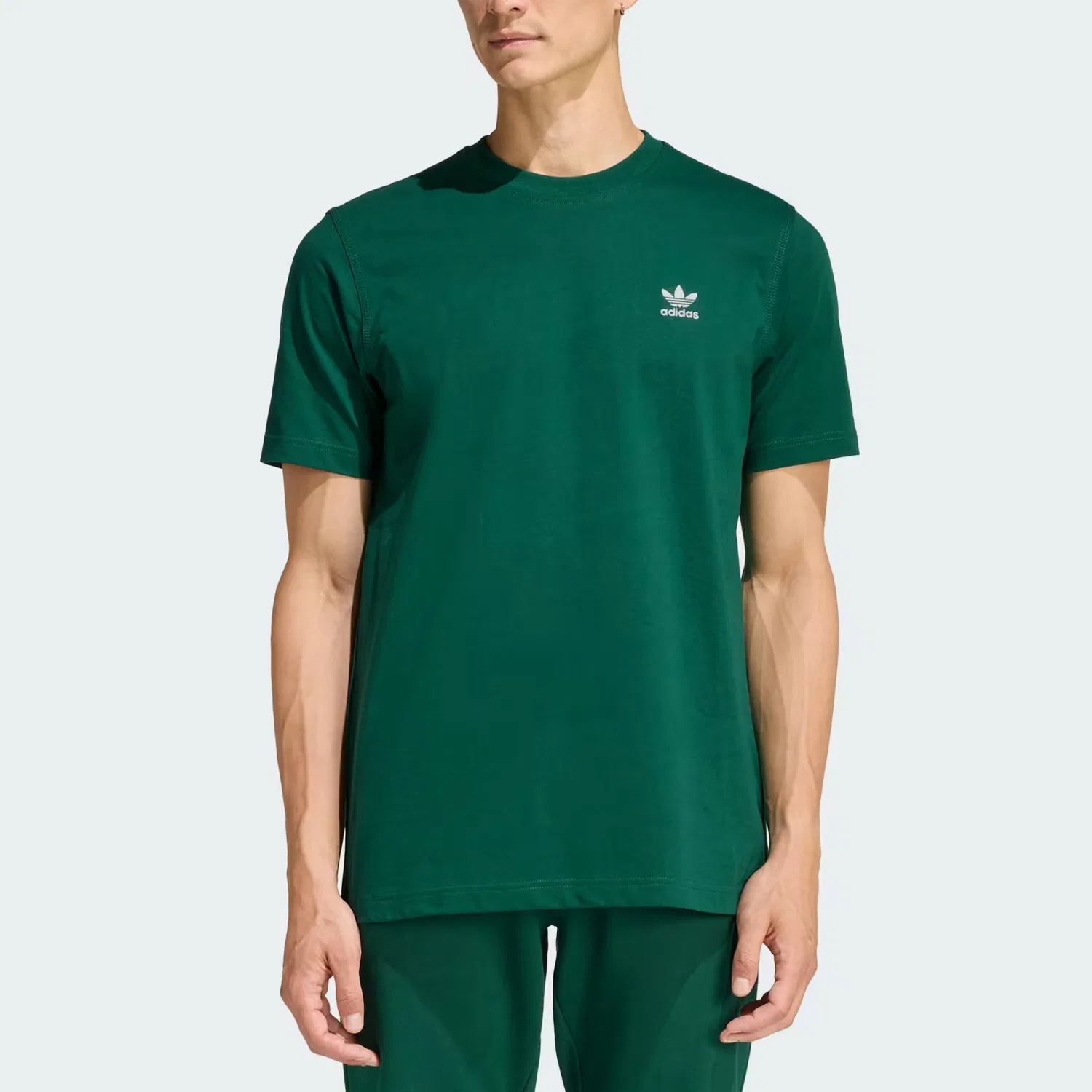 Мужская футболка с принтом Trefoil Essentials Adidas Originals, Preppy Green — фото 3
