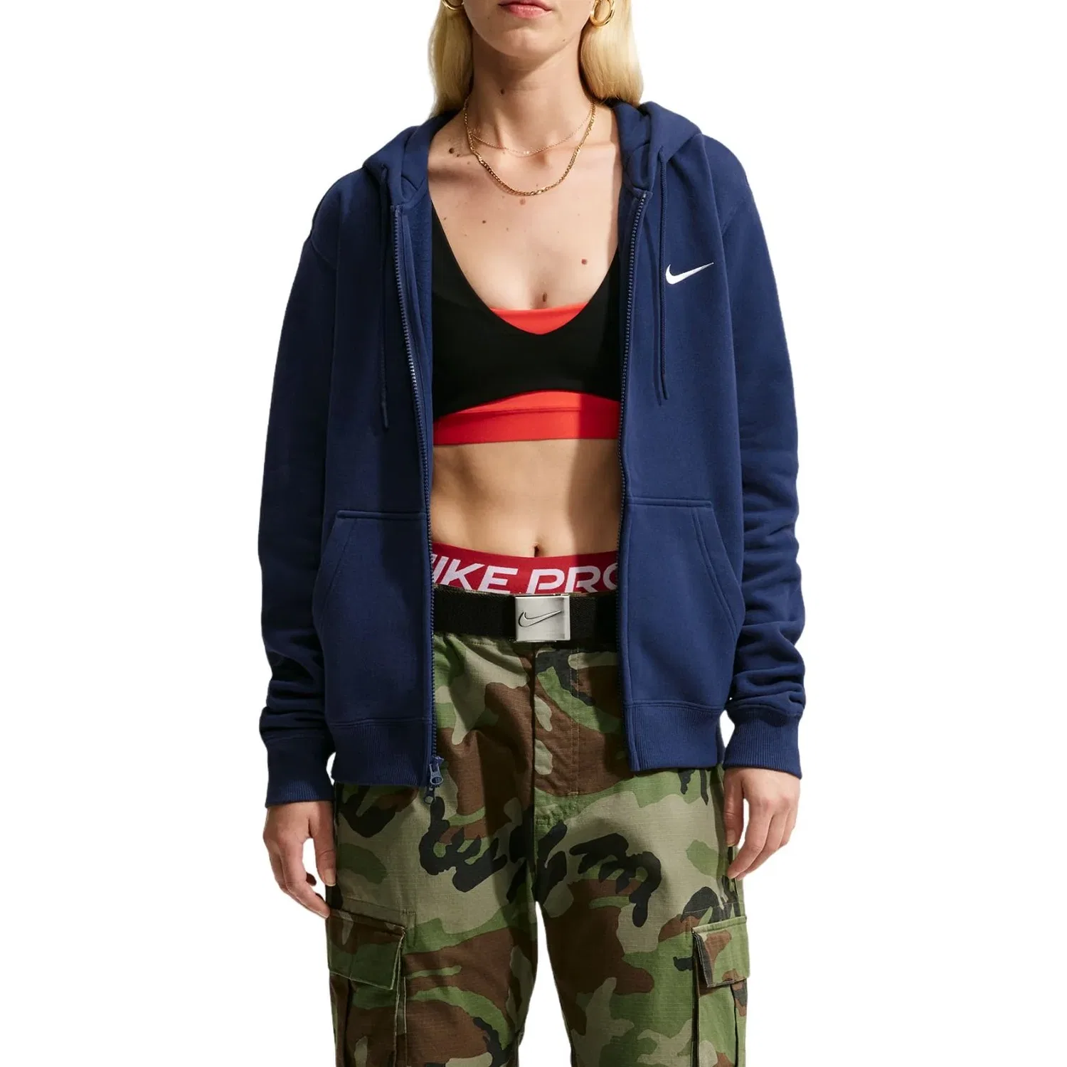 Женское худи Studio Fleece Medium Weight Hoodie 'Midnight Navy Sail' Nike, Midnight Navy/Sail — фото 2
