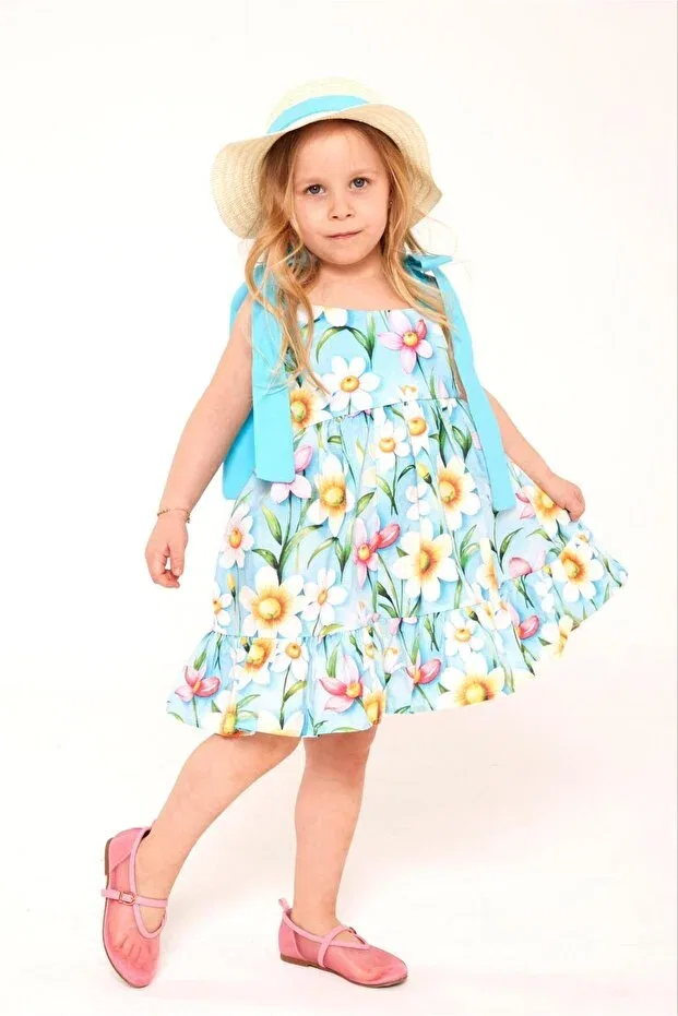 Детское платье для девочек хлопковое Mila hat Wind Baby, Blue