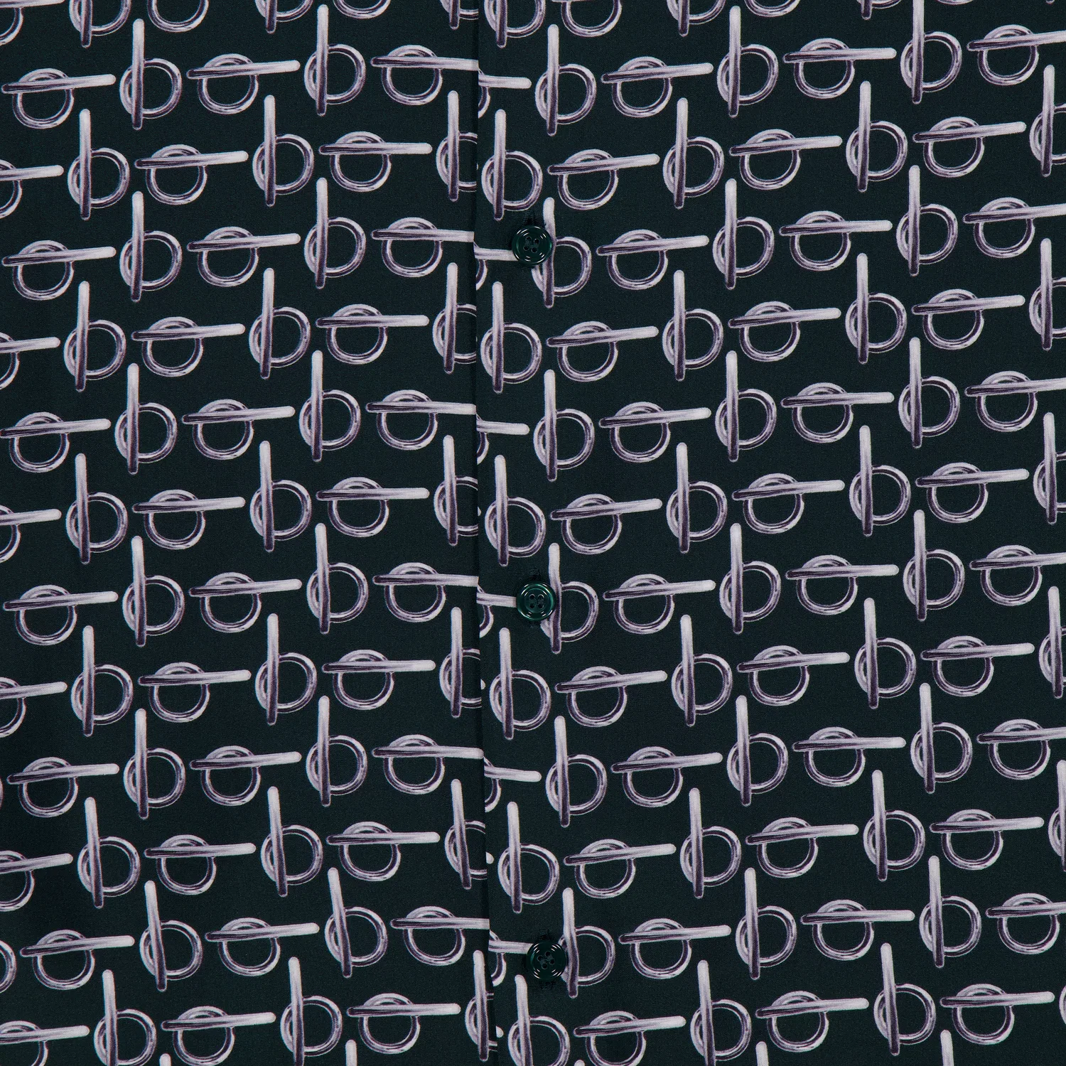 Рубашка из шелка с принтом B Burberry, Silver/Green — фото 2