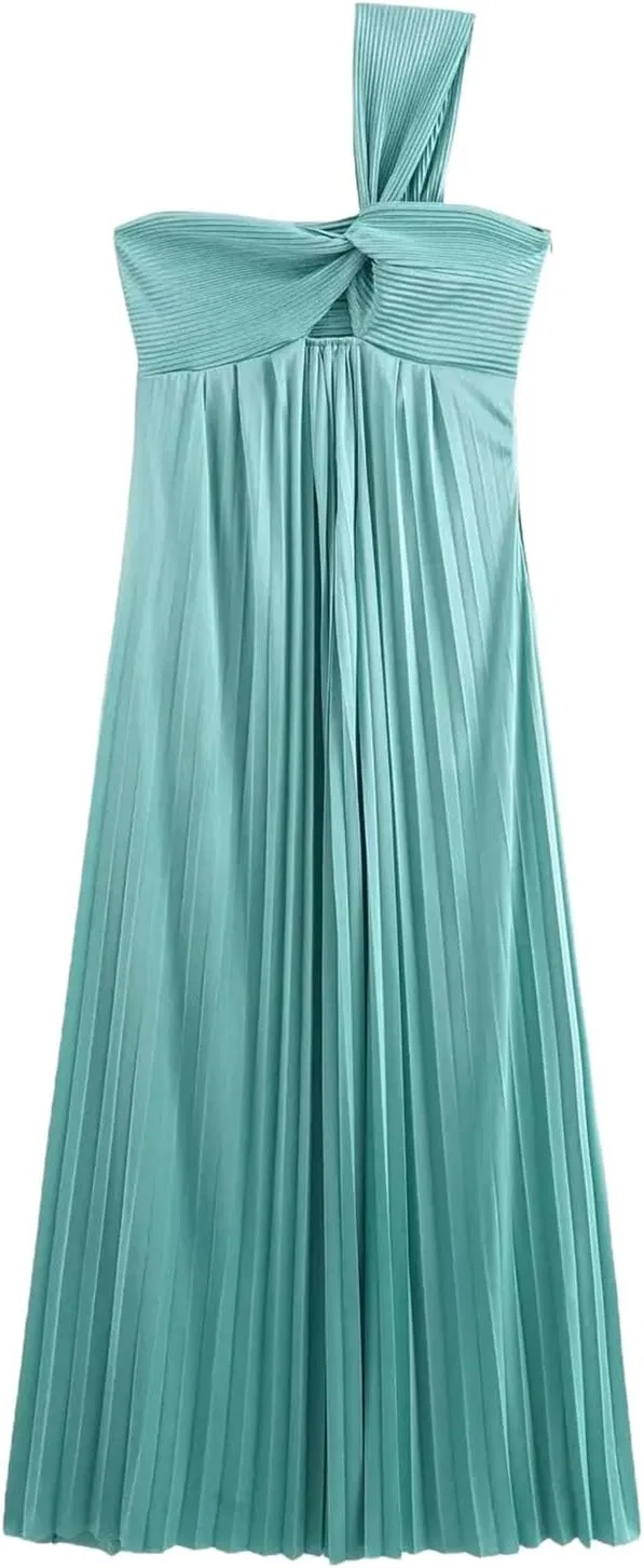Женское повседневное платье с одним рукавом длины пол, Turquoise