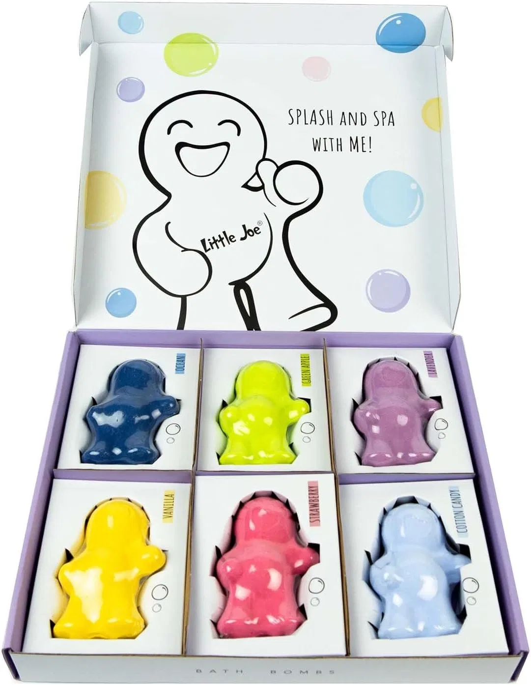 Бомбочки для ванн Bath Salt Figures Little Joe, 6 ароматов, 600 г, Blue, Green, Purple, Yellow, Pink and Light Blue