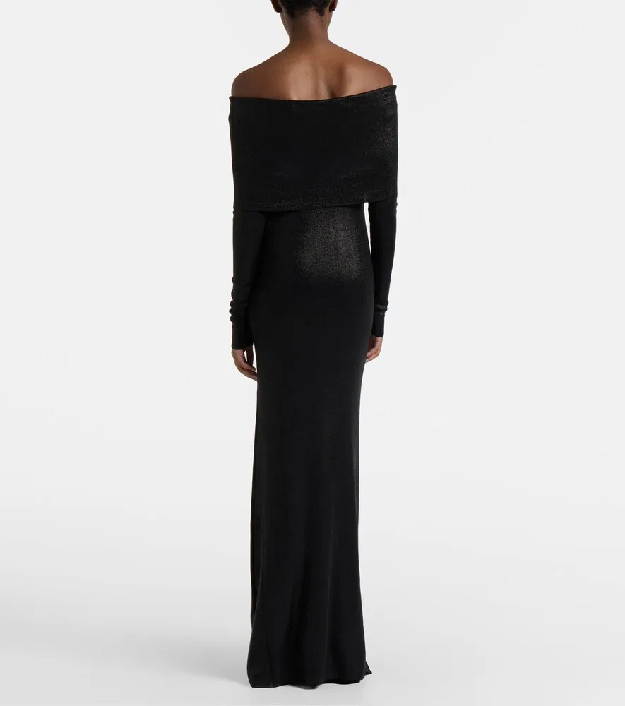 Длинное платье с открытыми плечами Balenciaga, черный — фото 3