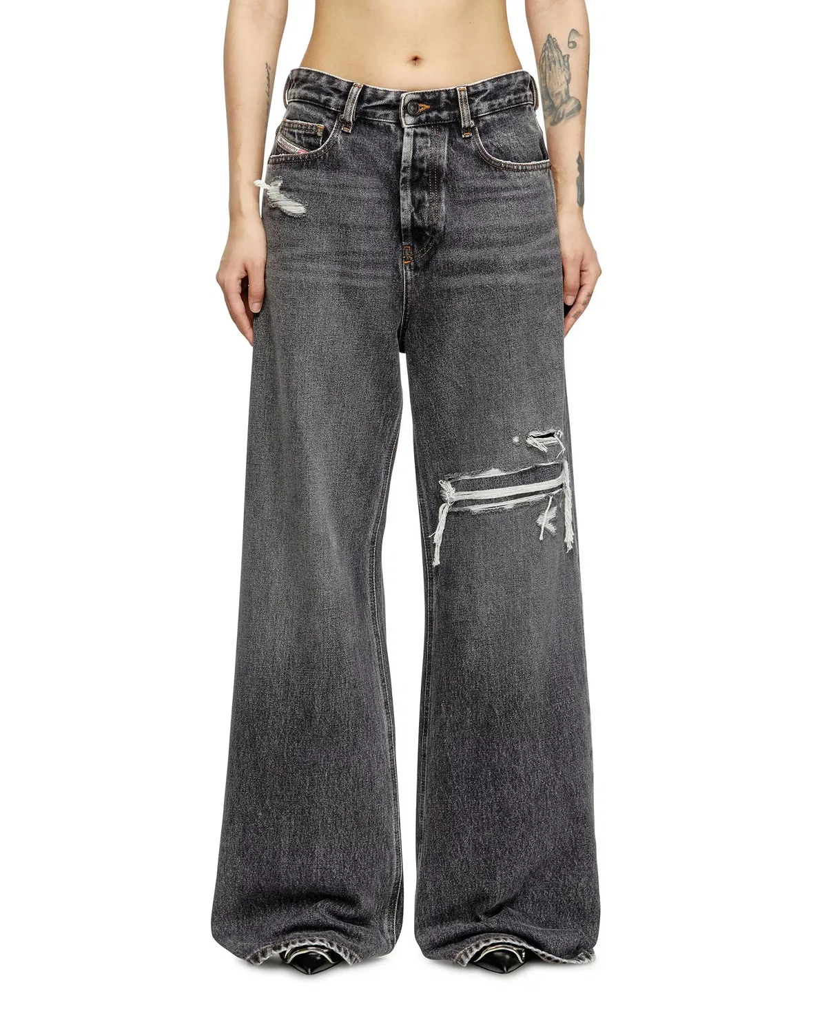 Женские джинсы свободного кроя с заниженной талией Relaxed Fit Diesel, Темно-Серый