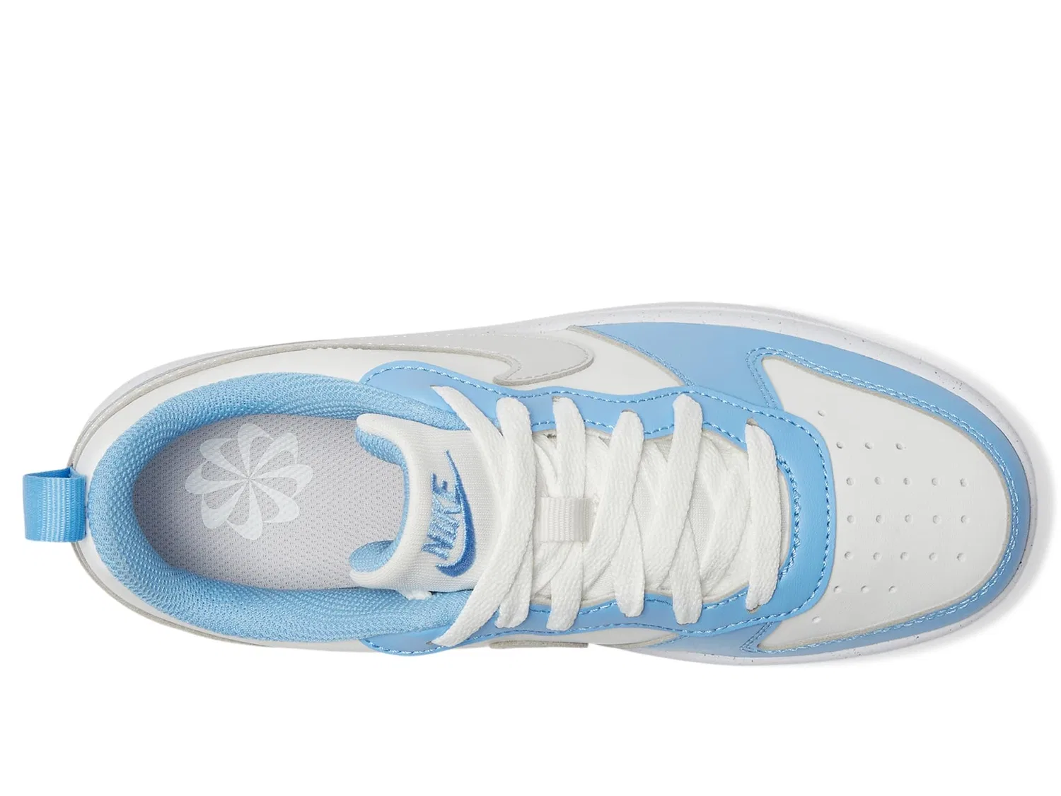 Детские кроссовки для мальчиков кожаные Court Borough Low Recraft NIKE, Summitwhitevastgrey Cobaltpulse White — фото 3