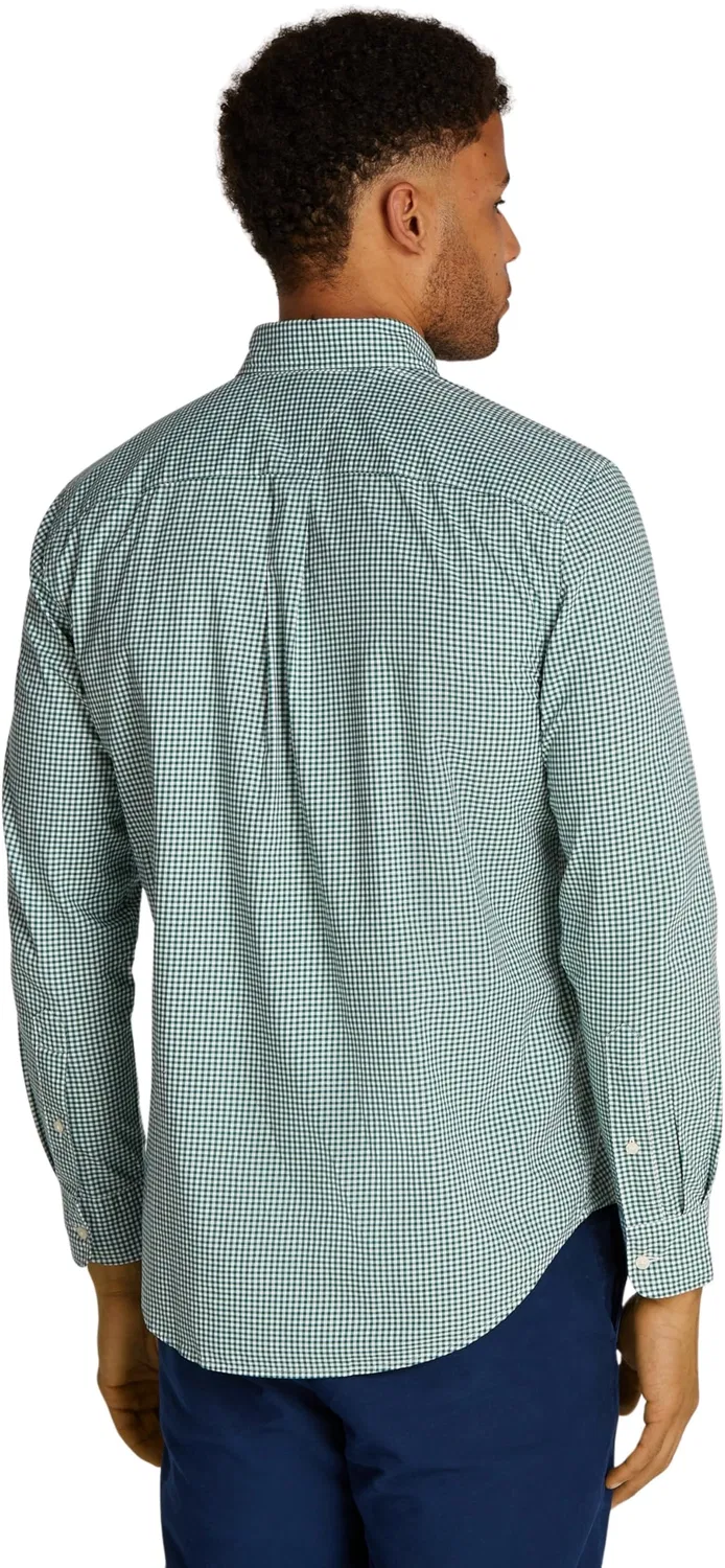 Мужская рубашка с принтом Flex Poplin Gingham Tommy Hilfiger, Green (Nuveau Green / Optic White) — фото 2
