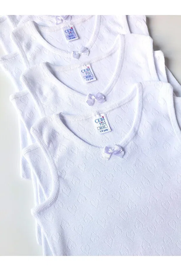Детское для девочек хлопковое майка на толстых бретелях Çebikids, White — фото 3