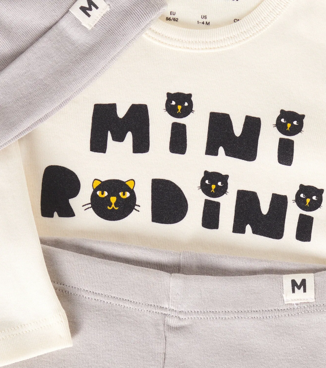 Комплект из боди, шапочки и толстовок Cats Mini Rodini, белый — фото 3