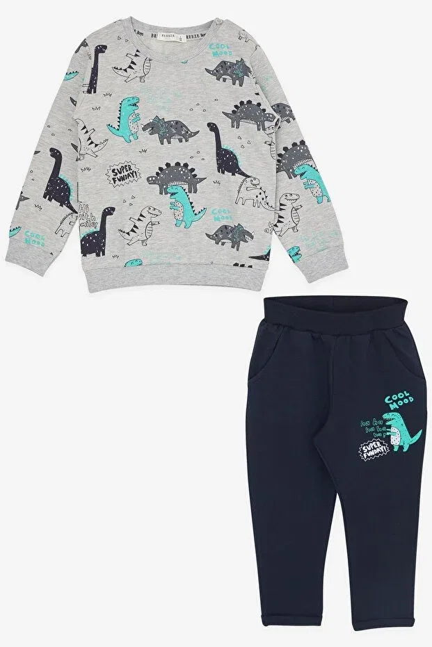 Детский комплект спортивного костюма для мальчиков с принтом Baby boy tracksuit set Breeze, Gray Melange