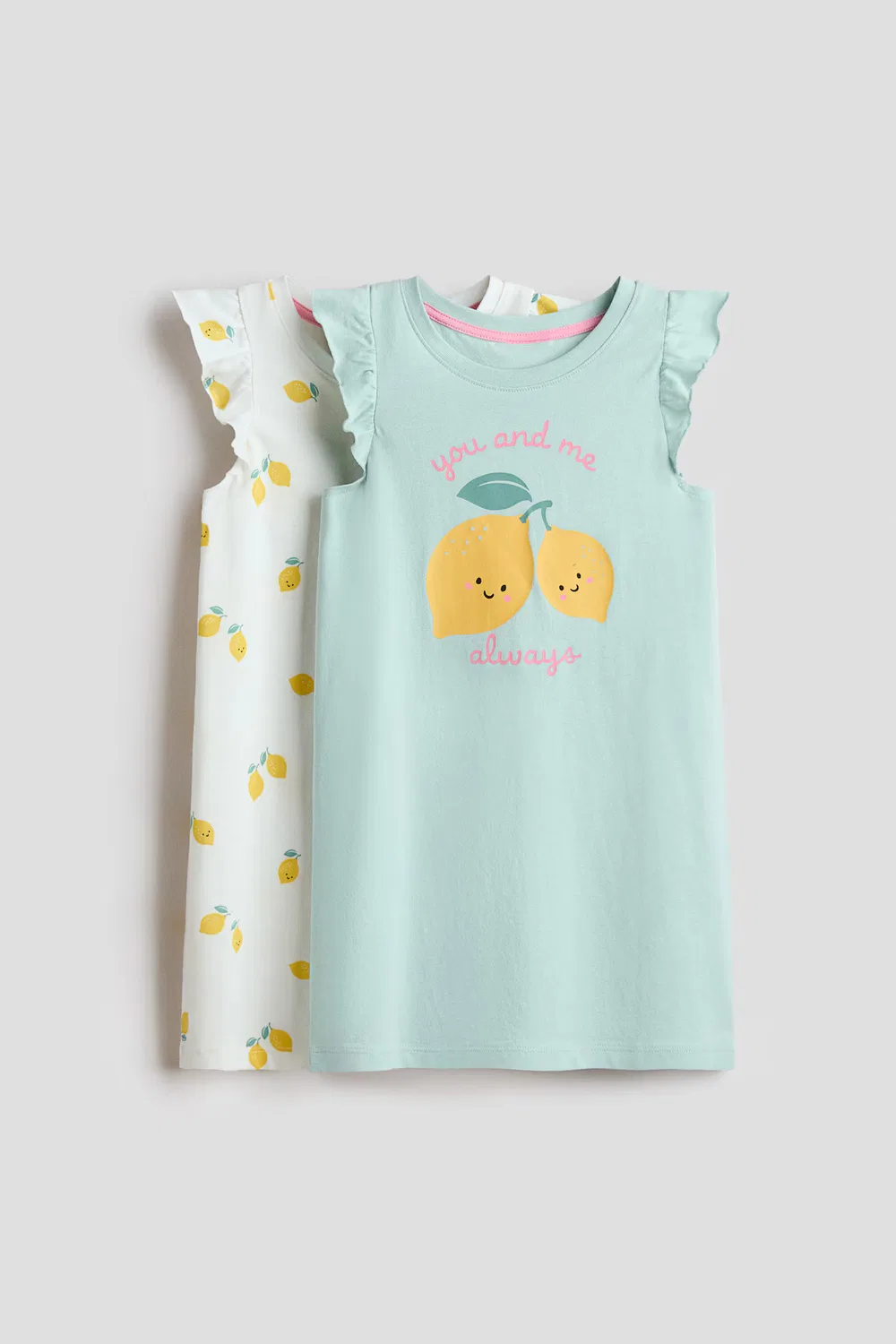 Комплект из 2 хлопковых ночных рубашек H&M, Weiß/Zitronen