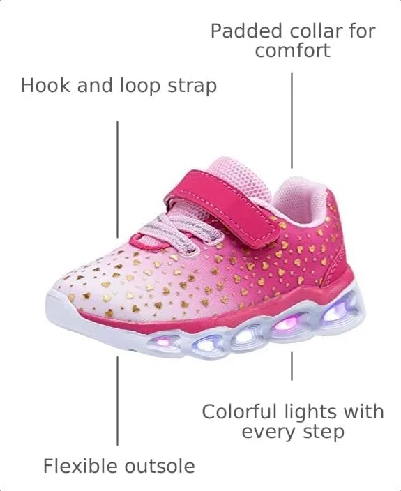 Детские кроссовки для мальчиков и девочек со светящейся подошвой COODO, Candy Pink — фото 2