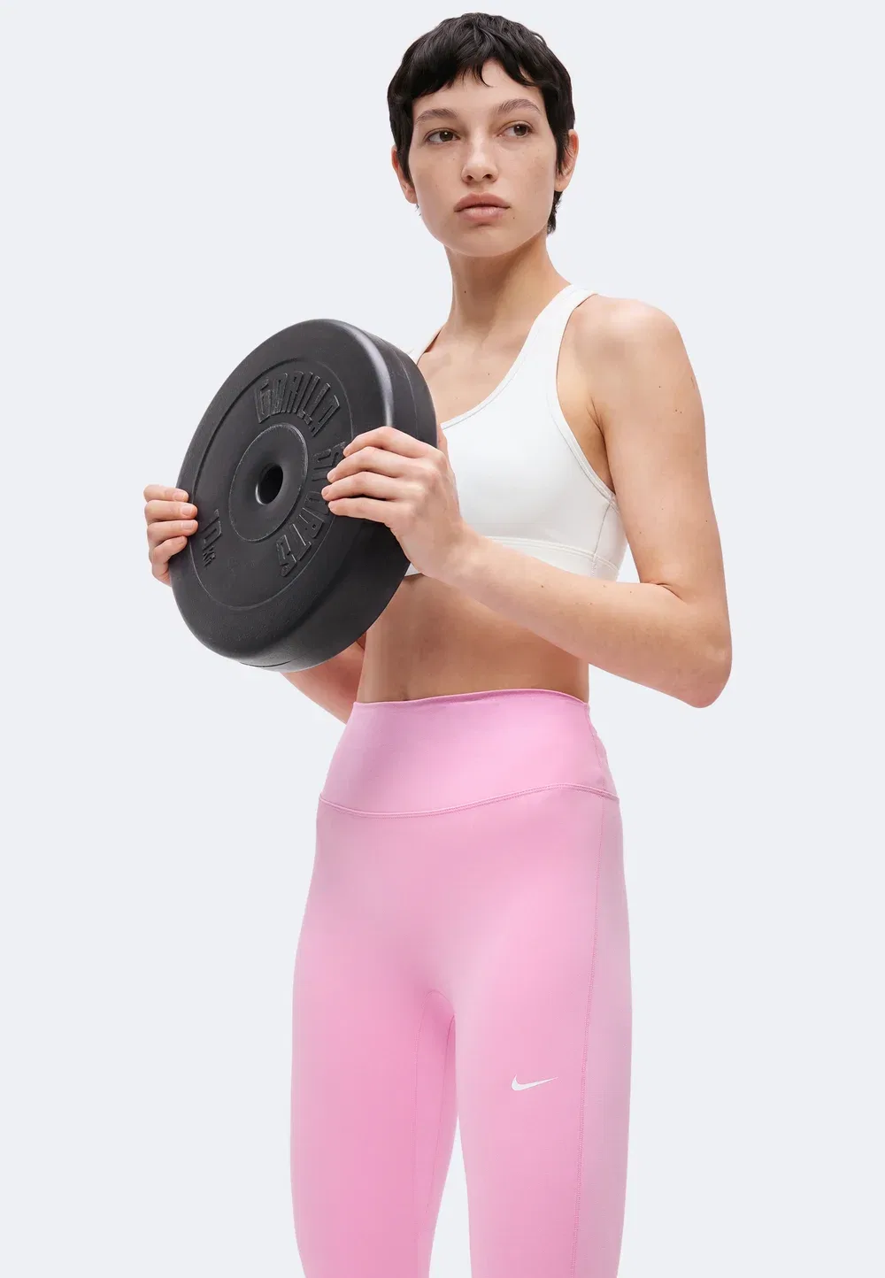 Леггинсы со стременами Nike Performance, Pink Rise/White — фото 4