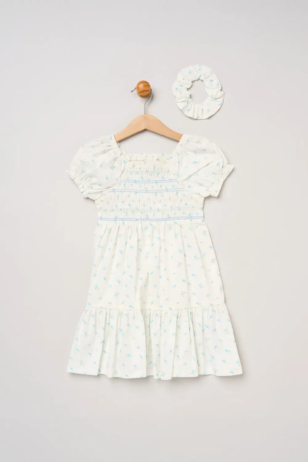 Платье с принтом Ditsy Smocked Embroidery Miss, Cream