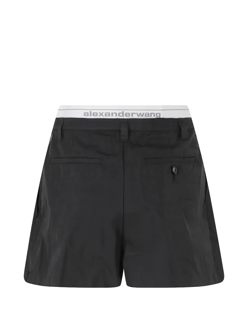 Шорты плиссированные с логотипом на резинке Alexander Wang, черный — фото 2