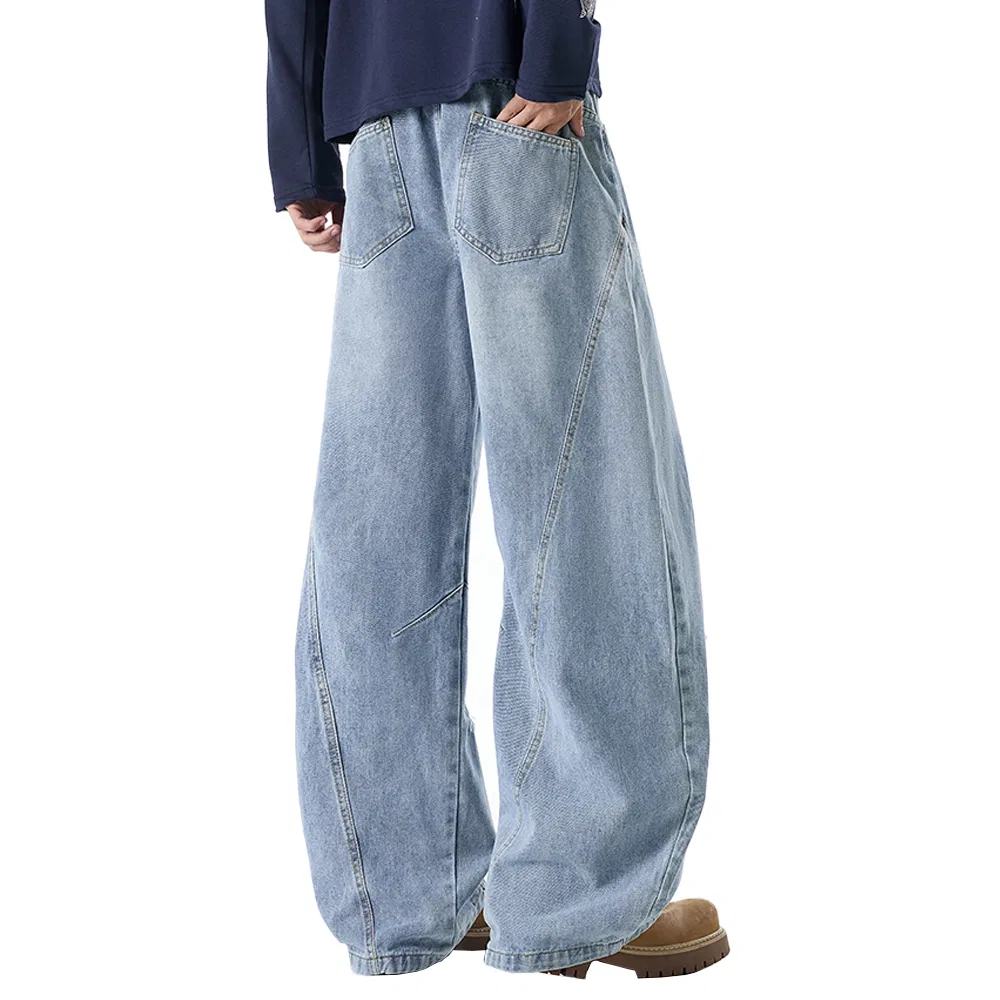 Детские джинсы свободного кроя с широкими штанинами Unisex Moderate Wide Leg PAL ONGACO, Light Blue — фото 3