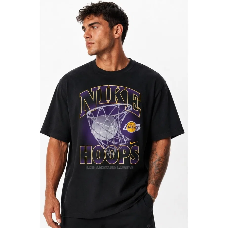 Футболка с графическим принтом Los Angeles Lakers Courtside Nike, Черный