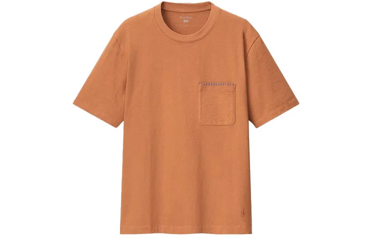 Футболка с круглым вырезом, свободная, UNIQLO, Bright Orange