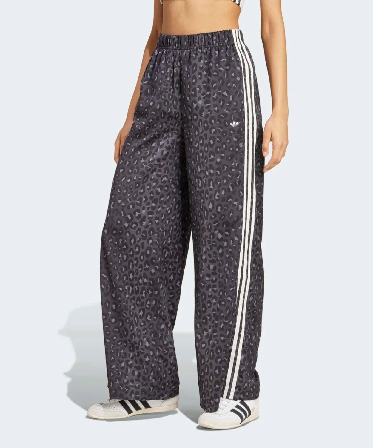 Женские широкие брюки из полиэстера с анималистичным принтом, Adidas Originals, Grey — фото 4