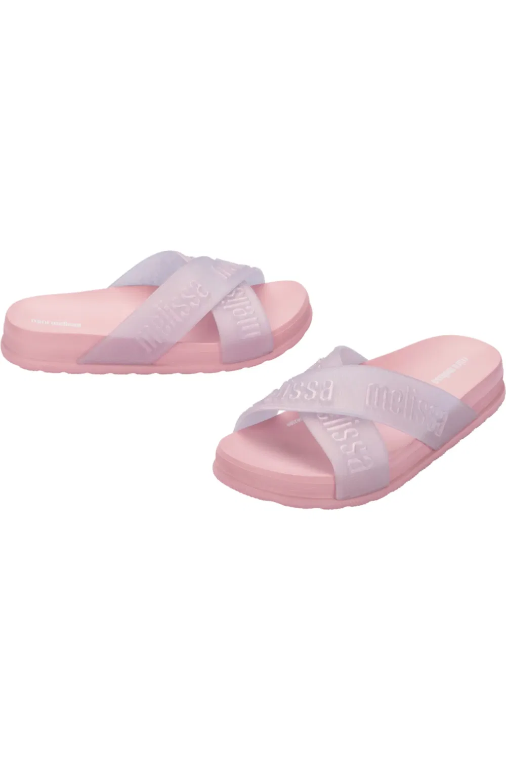 Детские сандалии-слайды с перекрестными ремешками Cozy Cross Strap Slide Mini Melissa, Pink/Pearly — фото 4