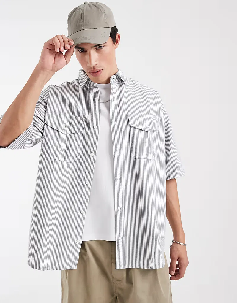 Свободная рубашка Levi's Pacifica с коротким рукавом в черную полоску — фото 2