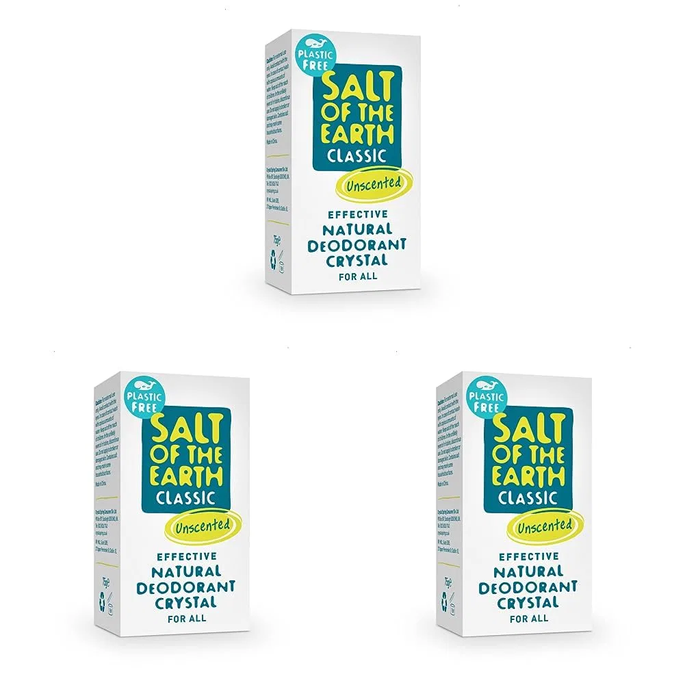 Дезодорант-кристалл натуральный без пластика Salt Of the Earth, 3 шт по 75 г