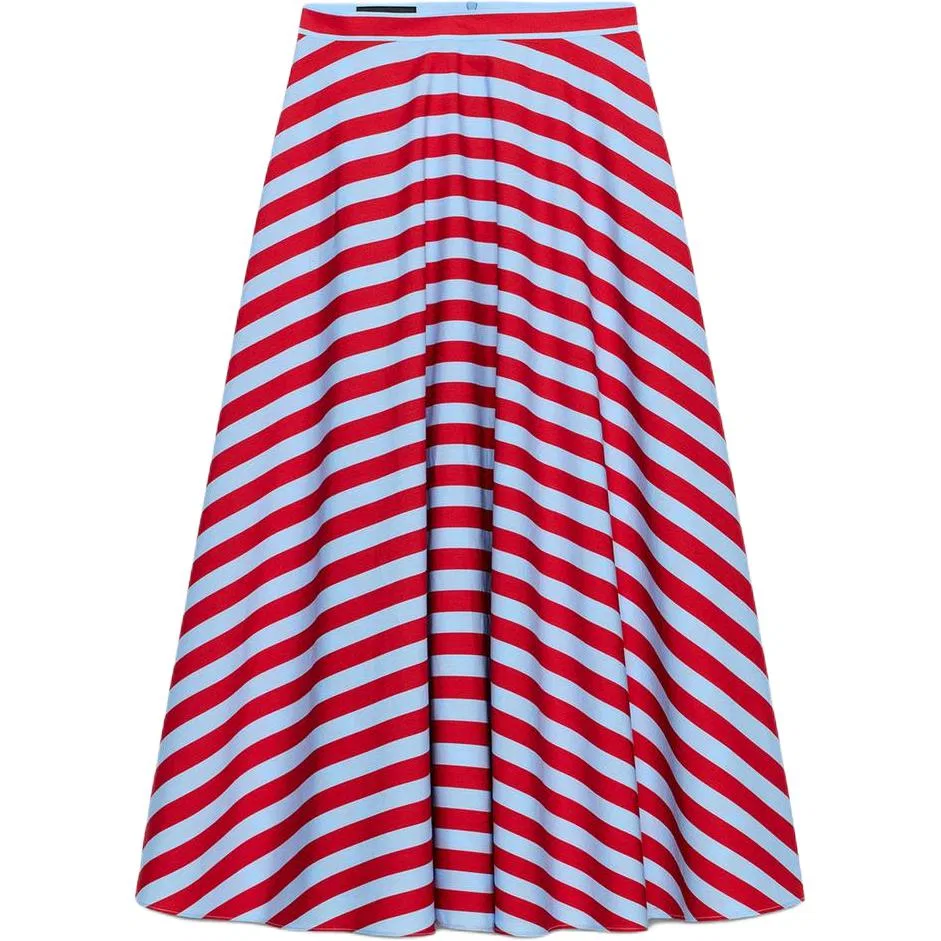 Женская юбка-трапеция с принтом в полоску A-line ZARA, Red Stripes