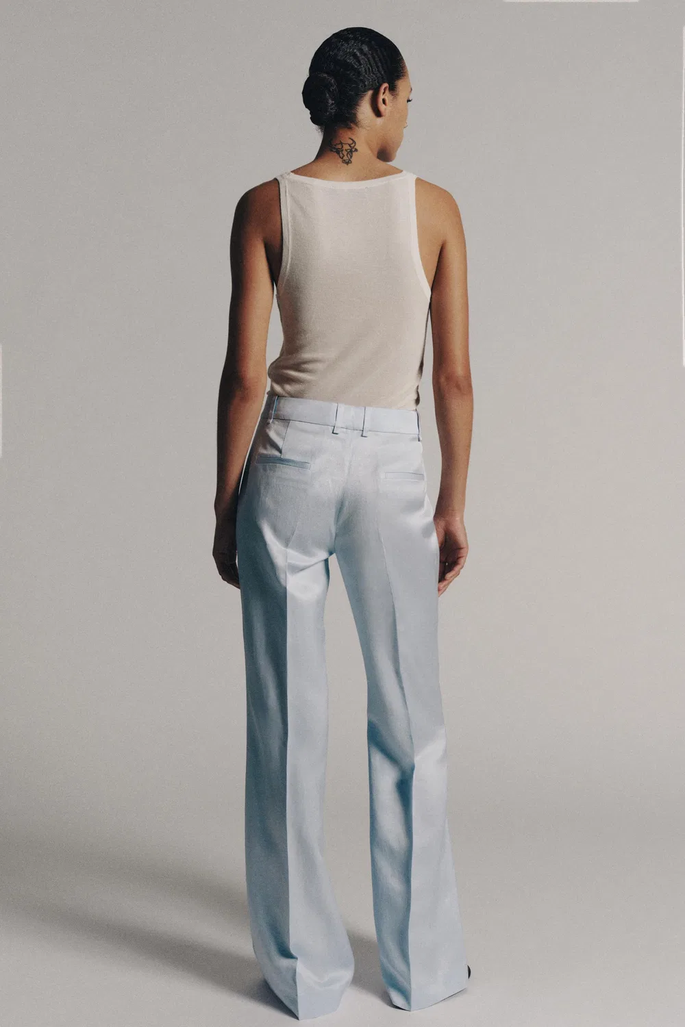 Расклешенные брюки из льняной смеси, коллекция ZW ZARA, Light blue — фото 3